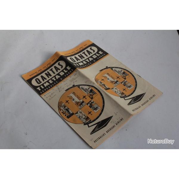 Brochure Qantas timetable Australia's airline 1957 Aviation