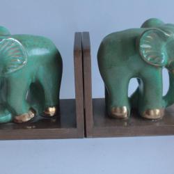 Serre-livres Éléphants céramique Art déco