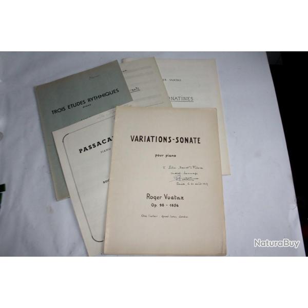 Partitions manuscrites paroles et chansons Roger Vuataz