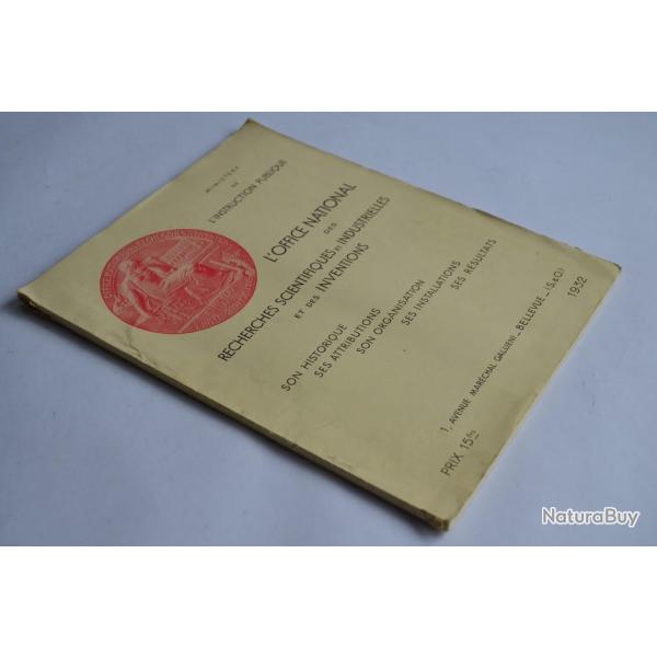 Office National des recherches scientifiques, Industrielles et ...1932