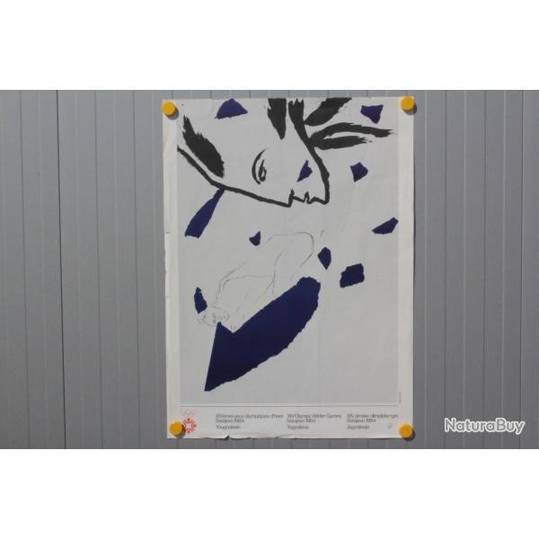 Affiche XIVe Jeux Olympiques hiver Sarajevo 1984 Mimmo PALADINO