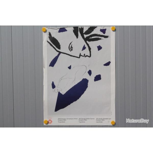 Affiche XIVe Jeux Olympiques hiver Sarajevo 1984 Mimmo PALADINO