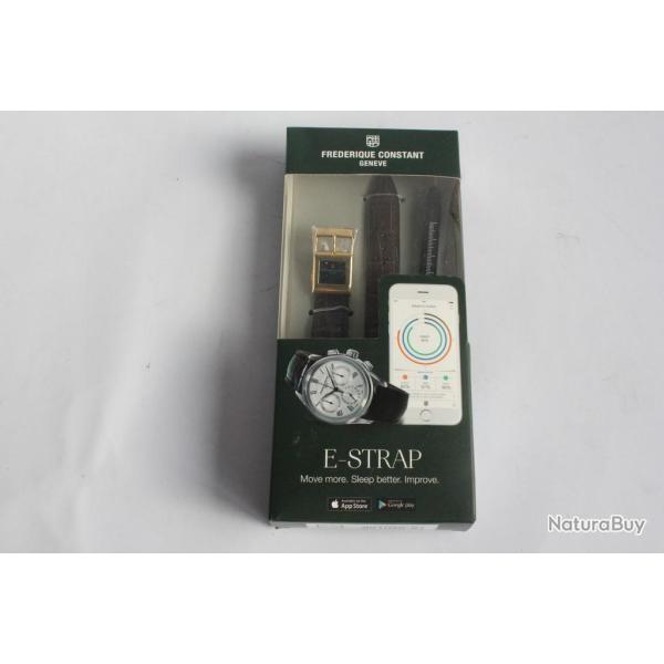 FREDERIQUE CONSTANT Bracelet connect� e-Strap cuir marron fonc� 20 mm