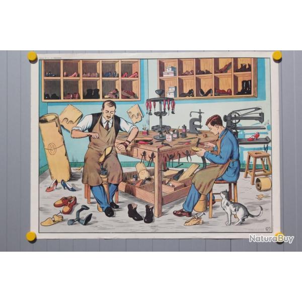 Affiche scolaire Le cordonnier et Le coiffeur La Maison des instituteurs