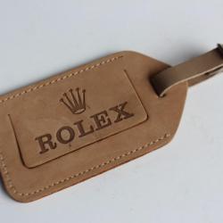 ROLEX grande étiquette de bagage cuir marron