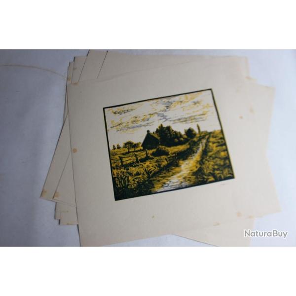 HEILBRONNER Yvonne Portfolio Les Rives 6 Bois gravs couleurs 1930