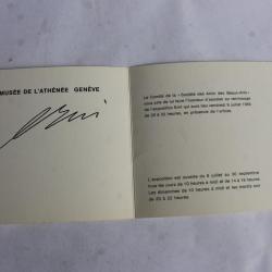Hans Erni signature sur carton vernissage 1965 Genève