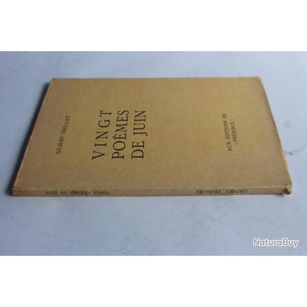 Gilbert TROLLIET envoi ddicace Vingt pomes de Juin 1934