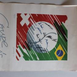 Affiche COUPE DAVIS sign&eacute;e par 9 joueurs Tennis