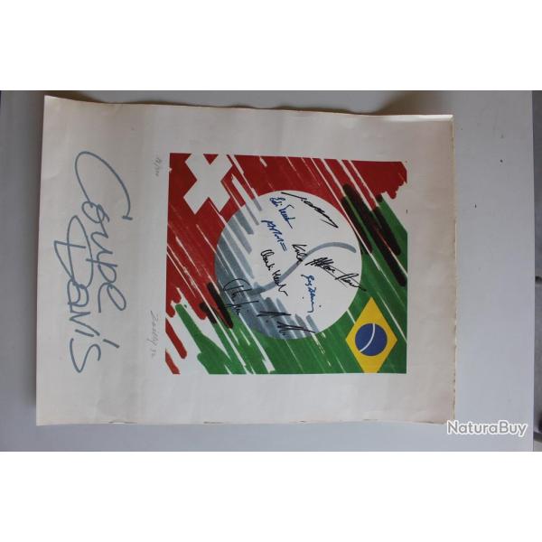 Affiche COUPE DAVIS sign�e par 9 joueurs Tennis