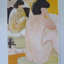 Affiche originale Guy BARDONE  La brune refl&eacute;t&eacute;esign&eacute;e artiste peintre