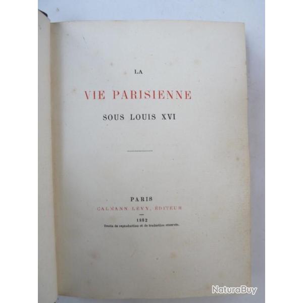 Livre La vie parisienne sous Louis XVI COGNEL 1882