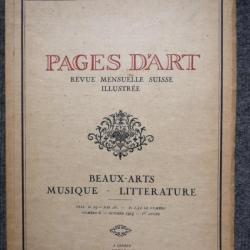 Pages d'Art Suisse Avril 1916 Musique Littérature