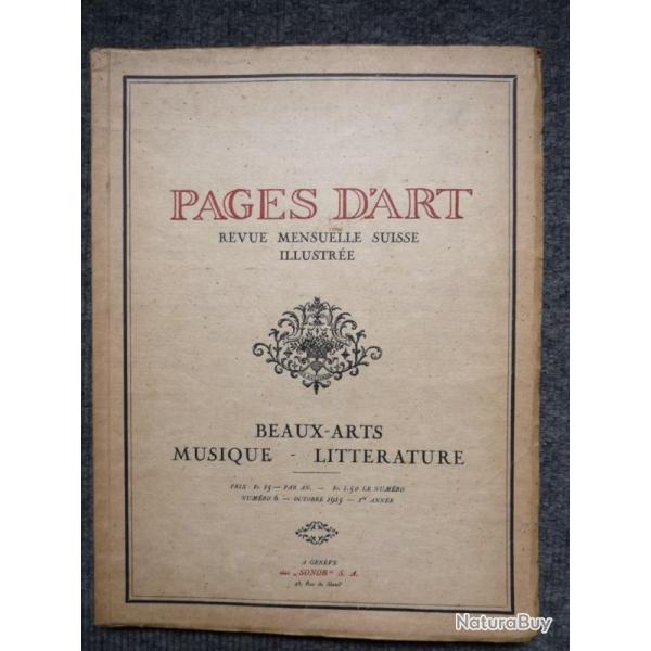 Pages d'Art Suisse Avril 1916 Musique Littrature