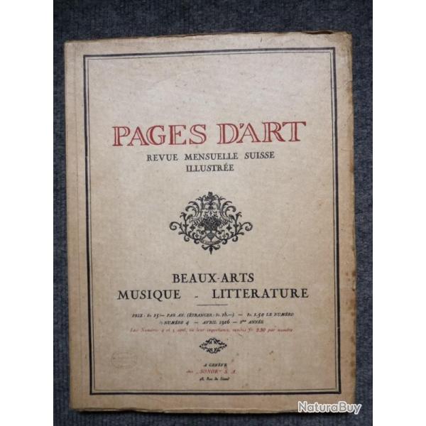 Pages d'Art Suisse Avril 1916 Musique Littrature