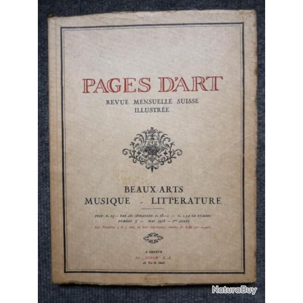 Pages d'Art Suisse Mai 1916 Musique Littrature