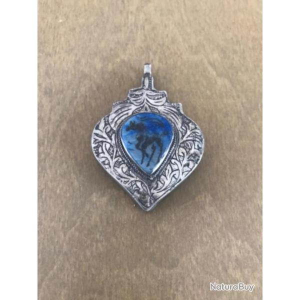Pendentif turkm�ne intaglio lapis sur argent 925