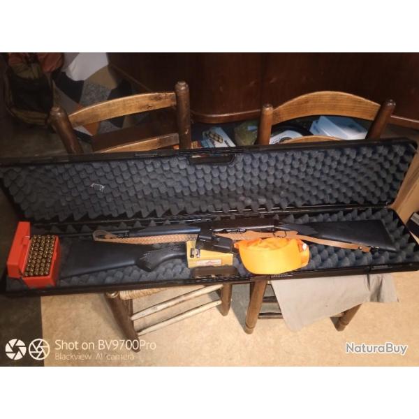 Carabine 280 remington 7400 synthtique avec holoside mont sur pivot,valise,munitions,+1 crosse