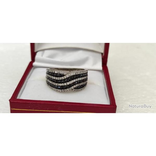 Bague en argent stirling avec diamants d'environ 0,80 ct.