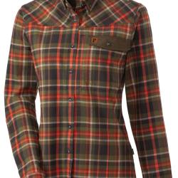 Chemise de chasse Eifel femme (Couleur: Carreaux vert/orange, Taille: M)