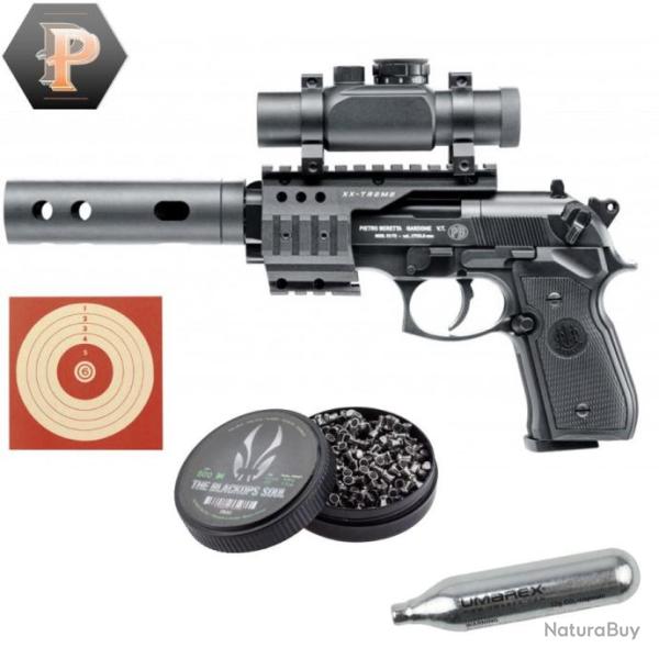 Pistolet Beretta M 92 FS XX-TREME CO2 cal 4.5mm + plombs + cibles + capsules