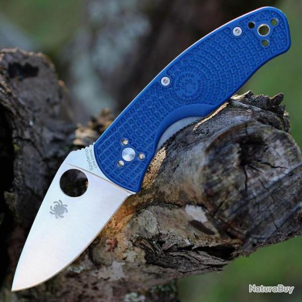 Couteau Spyderco Persistence Lightweight Lame Acier S35VN Plain Manche FRN Blue Clip SC136PBL
