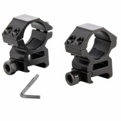 Paire de colliers de montage medium en alliage d'aluminium rail 21mm picatinny et diam&egrave;tre 25,4mm
