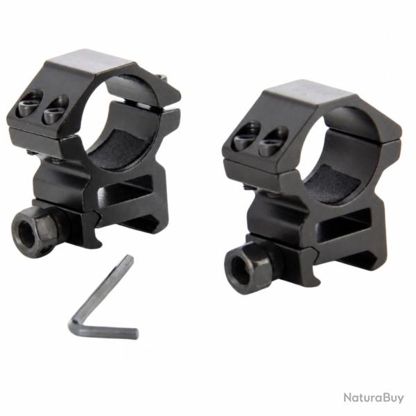 Paire de colliers de montage medium en alliage d'aluminium rail 21mm picatinny et diam�tre 25,4mm