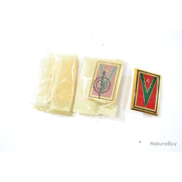 Insigne 4e Division d'Infanterie 4 DI, Arthus Bertrand Paris, �mail, dos lisse embouti, bol�ro
