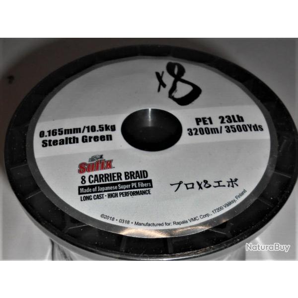 Bobine de tresse sufix   8 brins 3200m