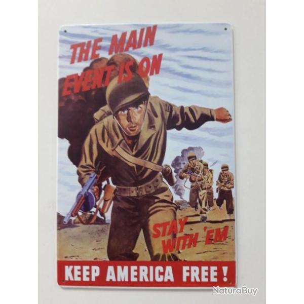 PLAQUE METAL WWII "THE MAIN EVENT IS ON"