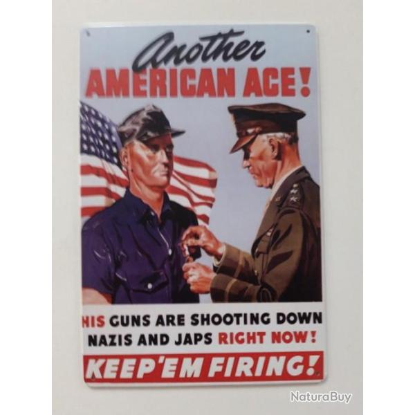 PLAQUE METAL WWII "ANOTHER AMERICAN ACE"