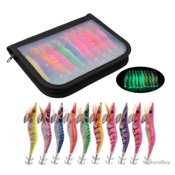 Lot de 10 turluttes LUMINEUSE plomb�e 15gr p�che en mer
