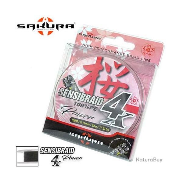 DESTOCKAGE ! Ligne Tresse Sakura Sensibraid 4 Green 150m  0.08mm 6kg