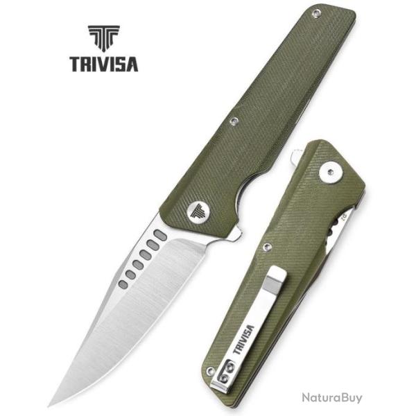 Couteau Trivisa Orion Green Lame Acier D2 Manche G10 IKBS Linerlock Clip TVTY01GDG