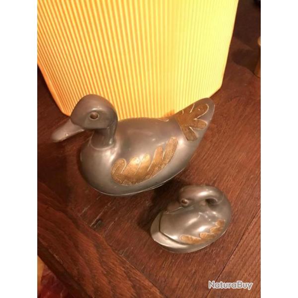 Ensemble de canards style �tain et laiton