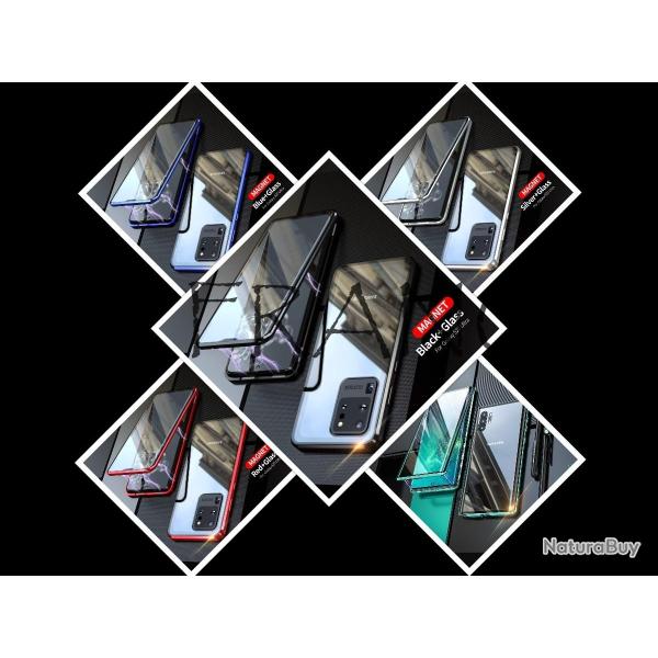 Coque Magnetique Alu Verre Trempe 2 Faces, Couleur: Au Choix, Smartphone: Galaxy S23