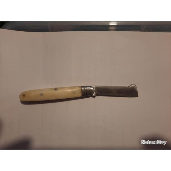 Couteau Greffoir Couteau Lame Acier Inox Manche Os Fabrication Artisanale Cran Forc�