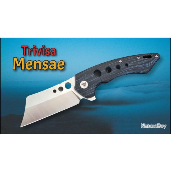 Couteau Trivisa Mensae Black/Blue Lame Cleaver Acier 154CM Manche G10 IKBS Linerlock TVTY04BB154G