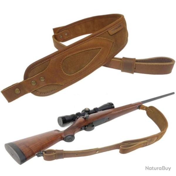 Sangle cuir & tissu avec boucle - Marron - Avec accroches - Livraison GRATUITE