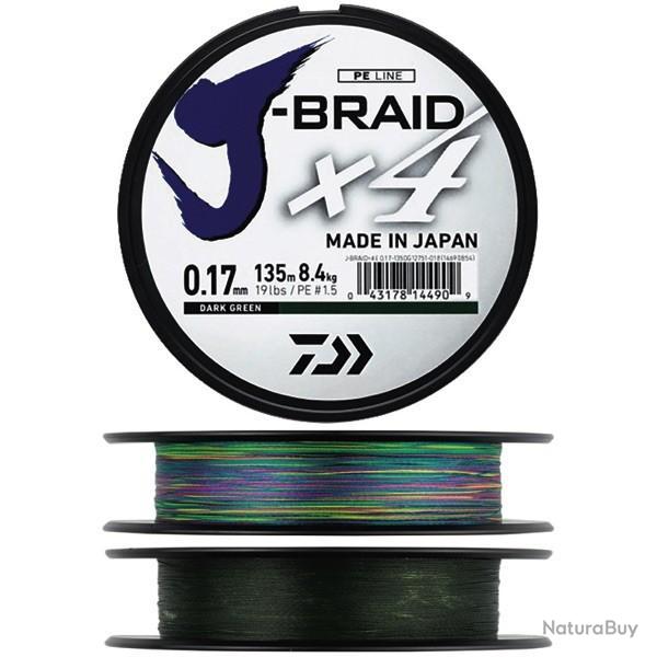 Tresse Daiwa J Braid X4 Grande Bobine 19/100 Multicolor 1500m