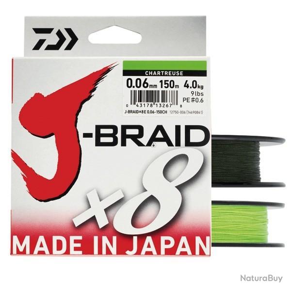 Tresse Daiwa J Braid X8 Vert 150m Vert 20/100 150m