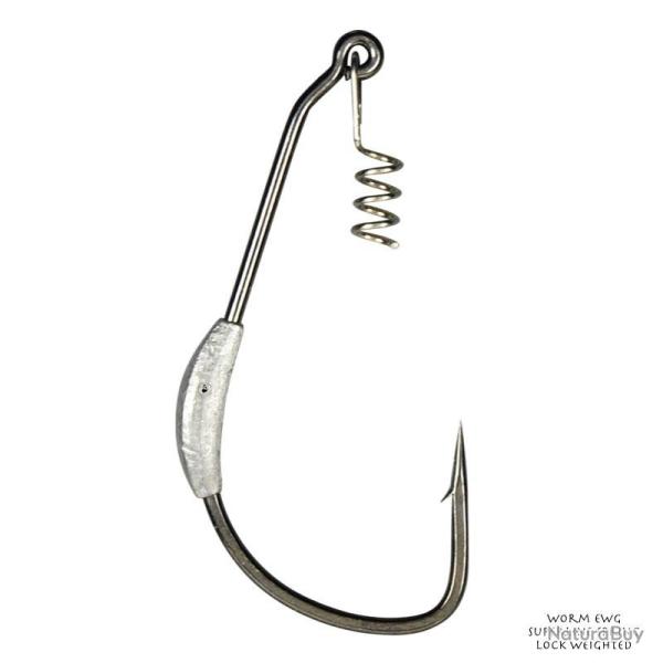 Hameon Texan Plomb Gamakatsu Worm EWG Superline Spring Lock Weighted 6/0