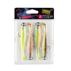 Leurre Souple Fox Rage Slick Shad Loaded UV Colour 7cm Chartreuse Ayu UV, Tinsel UV, Blue Back UV et