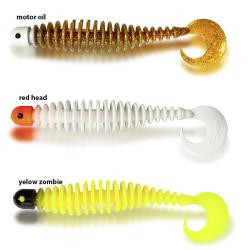 Leurre Souple Black Cat Curly Worm 17cm Yellow Zombie