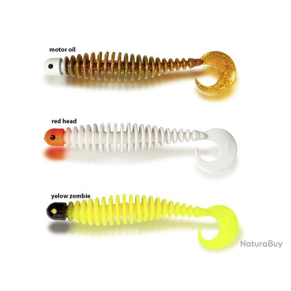 Leurre Souple Black Cat Curly Worm 17cm Yellow Zombie