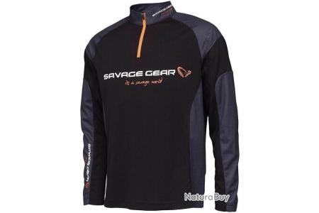 Chemise Technique Savage Gear – Pêche – Femme – XL – 1/4 Zip – Motif Leurres