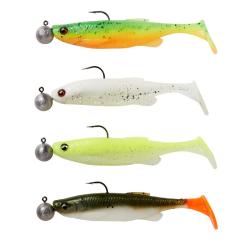 Leurre souple Savage Gear Fat Minnow T-Tail RTF 7,5cm 7,5cm #1/0 Par 4 Darkwater Mix 5g + 7,5g