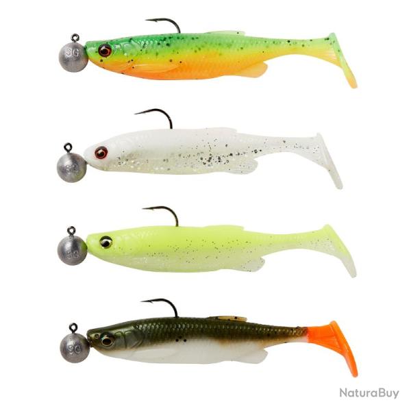 Leurre souple Savage Gear Fat Minnow T-Tail RTF 7,5cm 7,5cm #1/0 Par 4 Darkwater Mix 5g + 7,5g