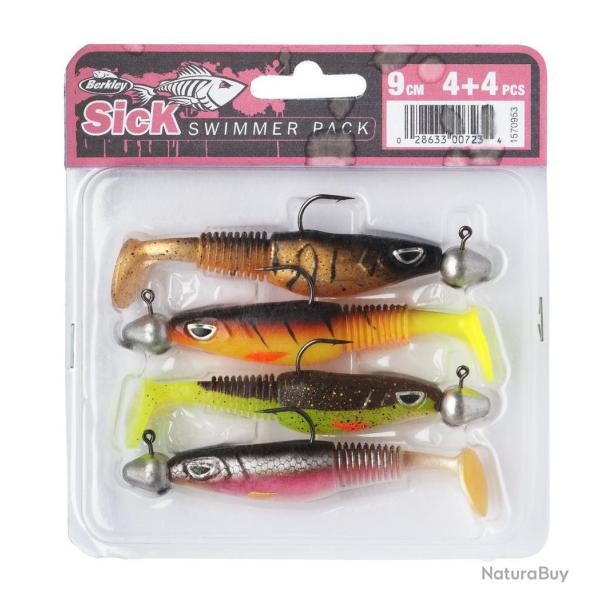 Pack Leurres Souples Berkley Sick Swimmer 9cm 10g par 8